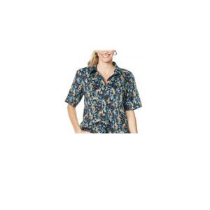 Evryday Jane Women's Animal Print Faux Silk Button Up Shirt 2XL Safari